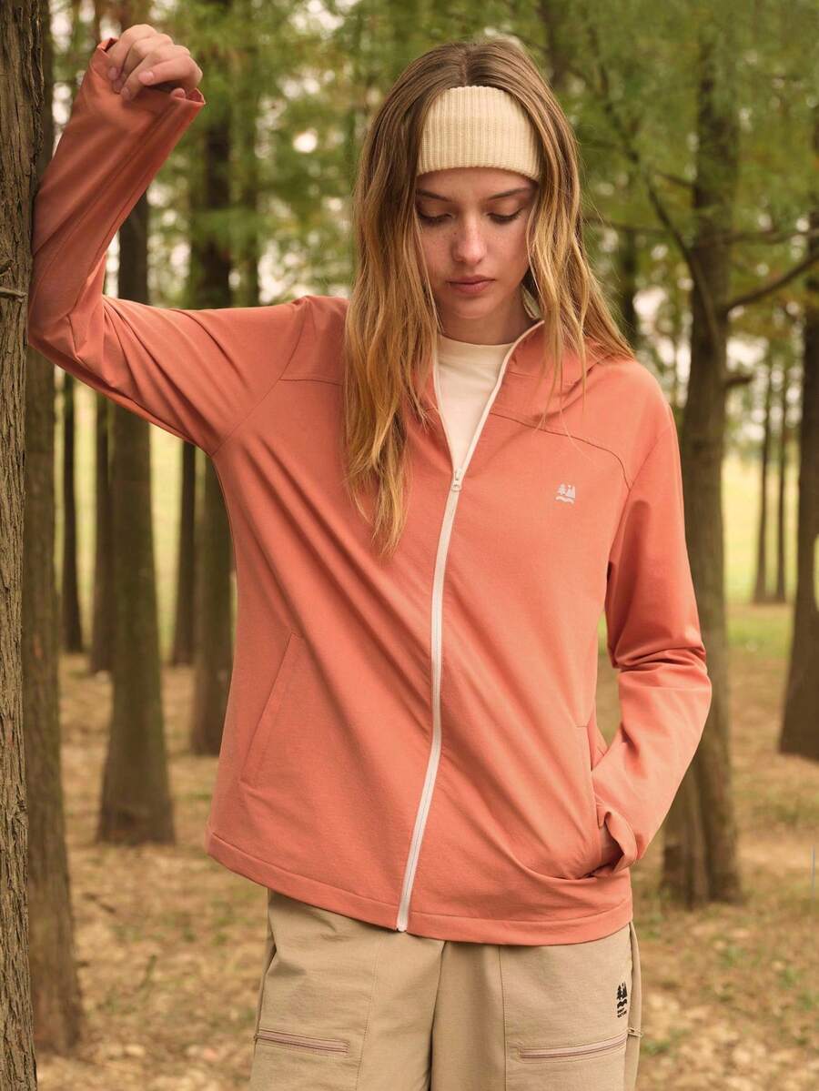 In My Nature 女士休闲拉链连帽户外夹克 - 橘色 - 查看 1