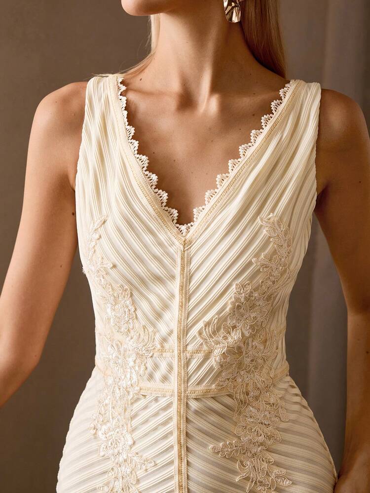 MOTF Soiréza WOMEN'S V-NECK ELEGANT MERMAID FORMAL DRESS, SUITABLE FOR PARTIES AND GALAS, SPRING/SUMMER