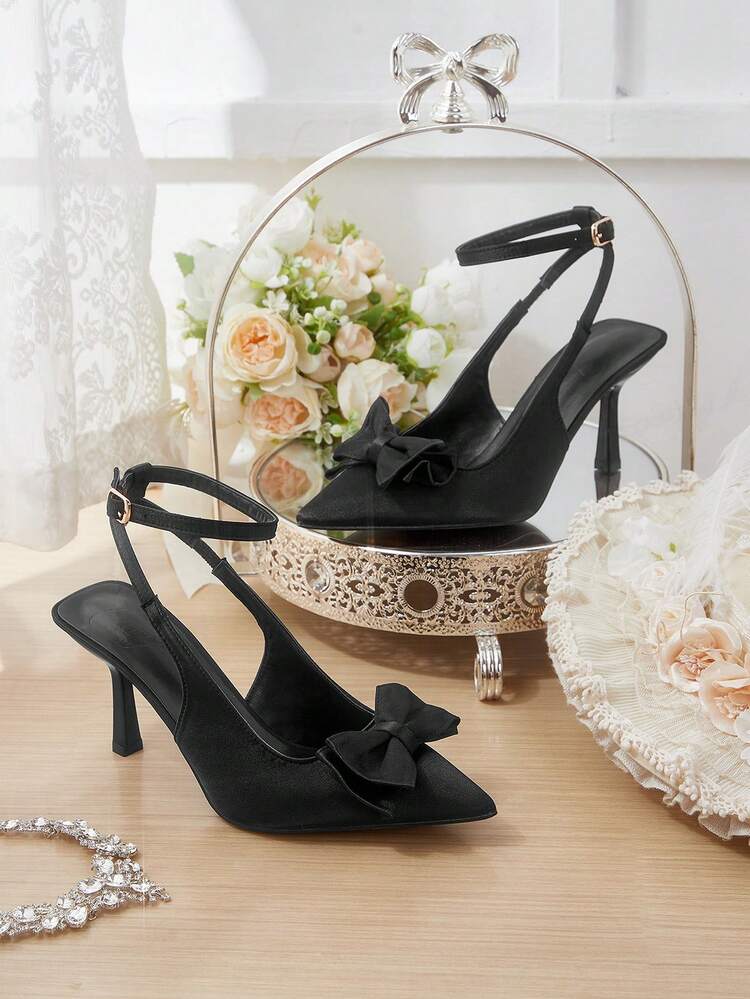 CUCCOO HITCHD Women's Elegant Pointed Toe High Heel Shoes With Layered Bow Ankle Wrap Design, Romantic And Sweet Wine Red Heels For Dates, Afternoon Tea, Work Spring Shoes Spring Break Easter Prom Heels For Christmas Valentine's Day Elegant Shoes