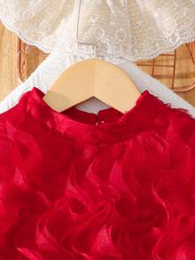 Elegant Tween Girls Red Sleeveless Short A Line Dress For Parties And Vacations - Red - View 4