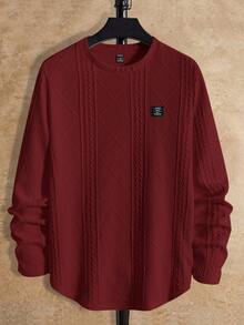 HIMLAND Men's Crew Neck Casual Everyday Wear Long Sleeve T-Shirt - Red - View 5