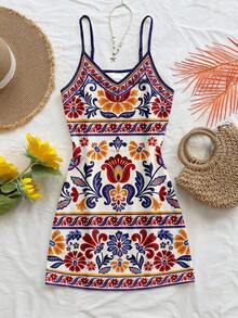 Soleia Đầm hai dây dáng ngắn kiểu dáng thường ngày, họa tiết hoa lá hình học cổ điển dành cho nữ, thích hợp cho kỳ nghỉ xuân hè, lễ hội, đảo nhiệt đới, phong cách vintage, kỳ nghỉ lãng mạn bên bờ biển, kỳ nghỉ xuân, dễ thương, dịu dàng, sạch sẽ, thích hợp cho kỳ nghỉ biển, du lịch biển, lễ hội âm nhạc, buổi hòa nhạc, đám cưới, du lịch thành phố, trang phục nghỉ lễ thanh lịch mùa xuân hè. - Nhiều màu - Xem 5