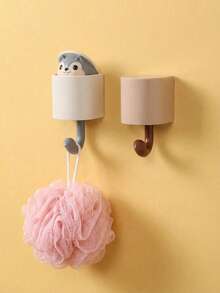 Joivida 1 pieza Ganchos de pared con forma de ardilla linda, diseño de animal de dibujos animados, adhesivo de agarre fuerte para organización de almacenamiento en la puerta, decoración del hogar, artículo esencial de actual - Multicolor - Ver 4