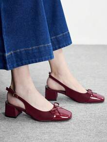 CUCCOO BIZCHIC Women's Classic Black Heel Strap Flat Shoes, Fashion For Christmas Valentine's Day Spring Shoes - Bockendi Red - View 4