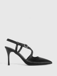 CUCCOO SZL 女士尖头搭扣设计时尚高跟凉鞋，适合日常穿着 - 黑色 - 查看 2