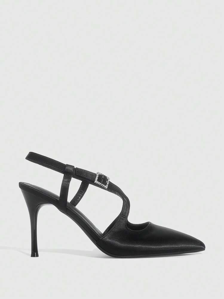 CUCCOO SZL Women's Pointed Toe Buckle Design Fashion High Heel Sandals For Daily Wear Spring Shoes