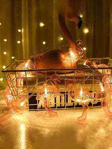 Pink Flamingo Lights, LED Flamingo String Lights Battery Operated Fairy Lights Outdoor Tropical Hawaiian Luau Party Wedding Birthday Decor,Christmas - Pink - View 4