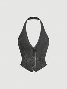 Sweetra 优雅的女士牛仔套装 - 灰色 - 查看 3