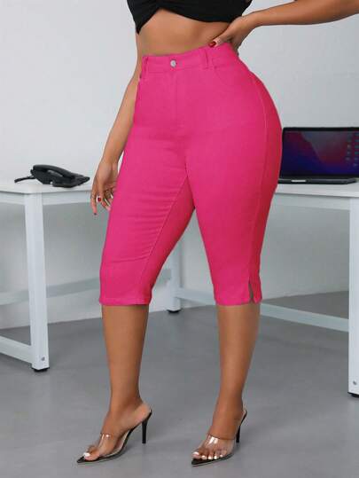 SHEIN SXY Bermudas vaqueras de uso diario versátil y casual para mujer