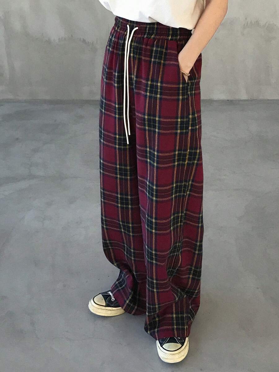FRIFUL 女士磨毛直筒休闲裤 - 紅色 - 查看 1