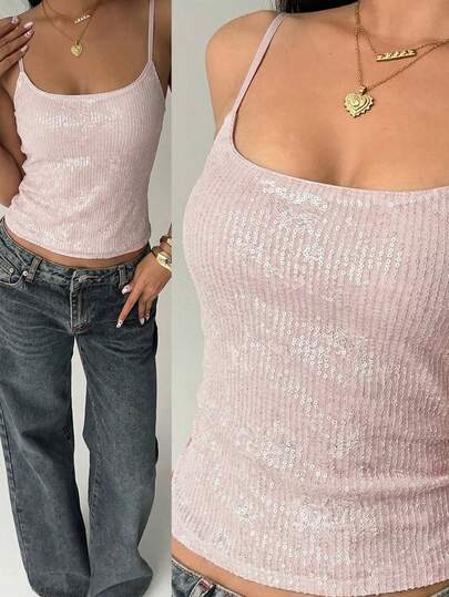 Aloruh ملابس علوية كامي جديدة للنساء مزينة بالدانتيل والترتر، ملابس شارع عصرية