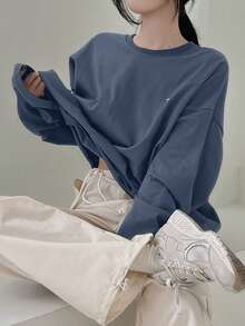 DAZY 女士宽松圆领字母印花T恤，百搭，适合春、夏、秋季穿着。