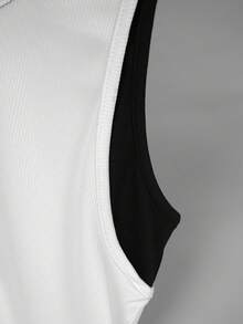 Manfinity Camiseta de tirantes casual y versátil de verano para hombres con parches de colores contrastantes - Blanco - Ver 6