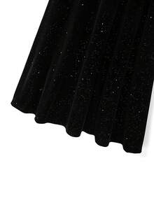 GlowEve CURVE Plus Size Women's Elegant Velvet Sequin Rhinestone Embellished Long Dress, Suitable For Christmas, Autumn/Winter - Black - View 7
