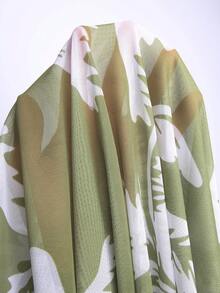 Swim Oasis Women's New Solid Color Special Fabric Beaded Backless One-Piece Swimsuit With Coconut Tree Net Skirt High-End 2 Pieces Set, Spring/Summer Resort Wear Women Sage Dress Sage Green Top Corset Top Dress Olive Green Bridesmaid Dress - Green - View 8