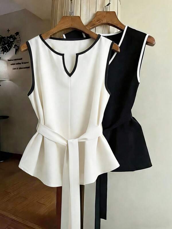 Franclia Women's Colorblock Minimalist Sleeveless Shirt, Spring/Summer