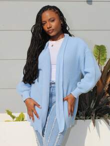 Steph T Soft Knit Cardigan Sweater Women's Long Sleeve Open Front Casual Lightweight Outerwear Winter Warm Thicken Knitwear Jumper Coats,Long Sleeve Tops,Knitted Sweater - Baby Blue - View 4