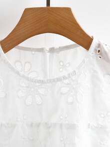 GlowEve Embroidered Fabric Round Neck Sleeveless Pleated Chiffon A-Line Elegant Romantic Vacation Shirt Dress For Women, White, Summer - White - View 4