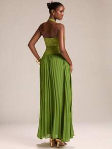 SHEIN BAE Đầm chiffon họa tiết ren hoa màu xanh lá cây dành cho nữ, kiểu dáng thanh lịch cho mùa xuân/hè. - màu xanh lá - Xem 2