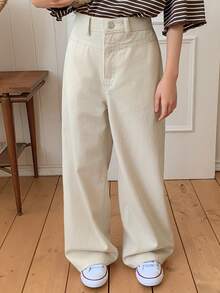 DAZY Girls' Bow Embroidered Denim Jeans - Apricot - View 3