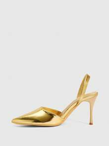 CUCCOO SZL Women's Pointed Toe Elegant Daily Versatile Fashion High Heels - Gold - View 9