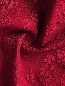 Sweetra Đầm ngắn dáng chữ A cỡ lớn, chất liệu vải jacquard, cổ vuông, dây mảnh, nơ buộc vai. - Đỏ - Xem 7