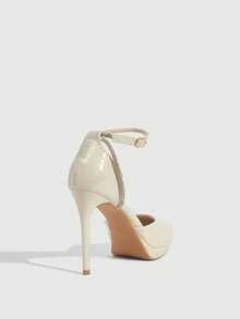 CUCCOO SZL Women Shoes Women's Pointed Thin High Heel Heightening Water Table Apricot Rhinestone Strip Women's High Heel Shoes Ankle Strap Hollow Shoes Wedding Party Banquet Nightclub Fashion Gorgeous Simple High Heel Women's Shoes Valentine's Day - Beige - View 9