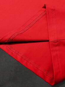 PAVTROS Men's Casual Fashionable Street Numeric, Letter & Star Print Short Sleeve Red T-Shirt, Summer - Red - View 4