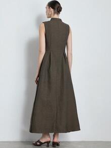 Aveloria Modichic Fashionable & Versatile Commuter Minimalist Elegant Quality Women's Solid Color Zipper Design Fitted Flared Dress - Multicolor - View 6