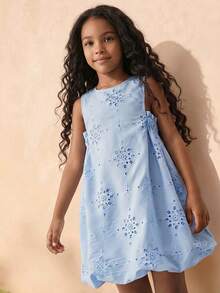 Travachic KIDS 少女休闲度假宽松蓝色刺绣连衣裙 - 彩色 - 查看 1