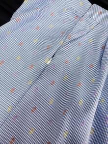 Franclia Pantalones casuales azules de mujer de verano, de cintura alta, con pliegues, a cuadros, con recortes y sueltos, de estilo francés y versátiles - Azul - Ver 3