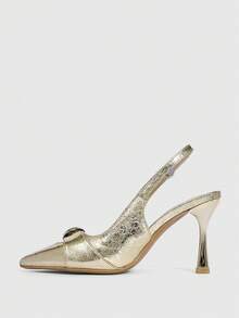 CUCCOO SZL French Buckle Strap Pointed Toe High Heel Sandals - Gold - View 4