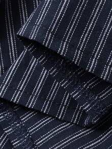 DAZY Bộ áo sơ mi ngắn tay kẻ sọc dáng rộng và quần dài cho bé trai tuổi teen. - Màu xanh lam - Xem 8