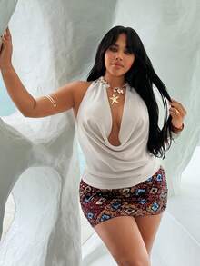 Rustia New Sexy & Elegant Versatile Slim Fit Halter Neck Sleeveless Blouse - Apricot - View 4