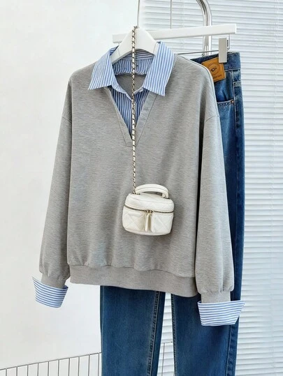 Franclia Felpa casual oversize da donna, vestibilità morbida ed elegante per l'uso quotidiano