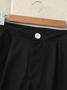 Franclia 2pcs/Set Women's Casual Black & White Matching Top And Pants, Elegant Spring/Summer Outfit - Multicolor - View 7