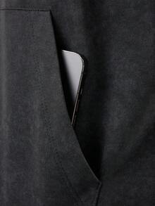 Sport MetroGents Men's Letter & Barbell Print Long Sleeve Drawstring Hooded Sweatshirt With Pocket - Black - View 4