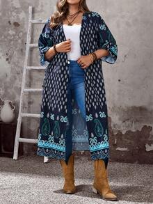 EMERY ROSE Áo khoác dài tay in họa tiết tối giản cỡ lớn dành cho nữ, thích hợp cho mùa hè/kỳ nghỉ xuân, phong cách đồng quê. - Nhiều màu - Xem 4