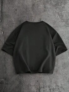 AXEPEAK Conjunto de camiseta y pantalones casuales para hombre con estampado de letras, para verano - Gris - Ver 4