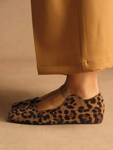 Rosivie Tacones altos de moda y versátiles con estampado de leopardo para uso diario - Marrón - Ver 3
