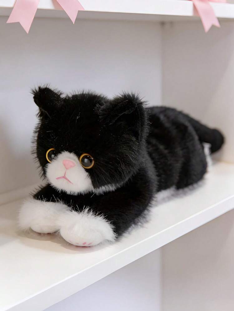 POKOJA LAND POKOJA LAND 15.7英寸可爱猫咪毛绒玩具娃娃，逼真猫咪填充动物，柔软可爱，灰黑色小猫抱枕，儿童生日礼物，宠物玩具，男孩女孩家居装饰，房间装饰 - 彩色 - 查看 4