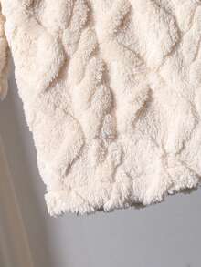 SHEIN Explorewe Young Girl And Young Girl's Casual Textured Fleece Hooded Sweatshirt Dress, White, Suitable For Outdoor, Daily, And Leisure Occasions