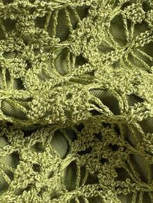 Swim Vcay 2pcs Textured Fabric Beaded Decor Triangle Bra & Tie Side Bikini Swimsuit Set, Sexy Women Summer Holiday Beach Accessories Beach Set For Women Knit Sets Green Vacation Outfit Olive Green Bikini - Olive Green - View 5