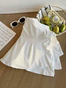 SHEIN EZwear Váy chữ A màu trắng cạp cao xếp ly cho nữ cỡ lớn, bộ váy tennis, váy thể thao, váy quần đùi cho nữ, trang phục dự tiệc, váy xếp ly cho nữ, váy quần đùi cho nữ, váy nữ. - trắng - Xem 11