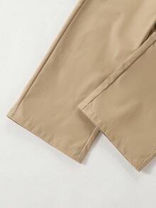 两件套：女童休闲针织白色上衣和卡其色宽松裤 - 夏季套装，少女日常舒适服装 - 彩色 - 查看 5