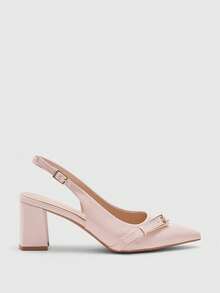 CUCCOO BIZCHIC New Pointed Toe Chunky Heel Pumps For Women, Bowknot Color Block Rivets Closed Toe Fashion High Heels Spring Shoes Spring Break Easter For Christmas Spring Shoes - Light pink. - View 2