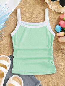 Girls Casual Back To School Knit Cami Tween - Mint Green - View 6