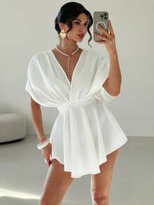 Firerie Women's Casual And Elegant Asymmetrical Mini Skirt / Valentine's Day Dress / Birthday Dress / Beach Vacation Dress / Music Festival / Party Dress / Pretty Dress / Summer Dress / Elegant Party Dresses / Beach Dresses / Wedding Guest Dress For Women / Vacation Dress / White Dress - White - View 8