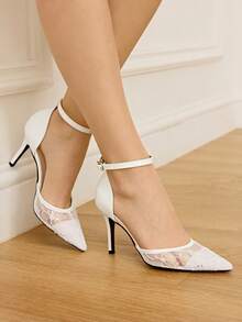 CUCCOO HITCHD Women Heeled Sandals Valentine's Day Elegant Shoes - White - View 5
