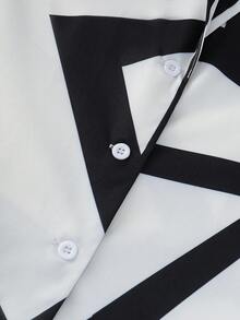 GlowEve Blusa de manga corta y falda con pliegues en estampado de paisley para mujer, elegante para uso diario, vacaciones, viajes, San Valentín, citas, estilo callejero francés, vintage, fiestas, con base color albaricoque y estampado negro, nueva llegada para principios de primavera/primavera-verano - Multicolor - Ver 5